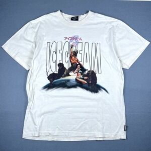 Icecream Power Mens White Graphic T-Shirt Large Warrior Panther Streetwear